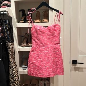 Pink floral mini dress